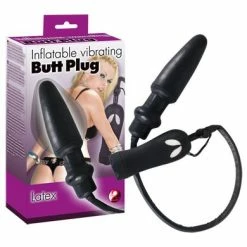 17 X 4 Cm Inflatable Vibrating Powered Buttplug Black
