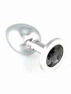 Aluminium-Buttplug Mit Schwarzem Kristall (155g)
