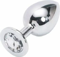 XL 40mm Edelstahl Anal Plug Buttplug Extra Schwer 357g Mit Kristall Klar