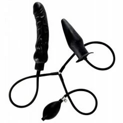 Blow Up Two In One: Analplug Und Dildo Mit Pumpe, Schwarz