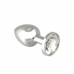 Edelstahl-Buttplug Mit Klarem Kristall (75g)