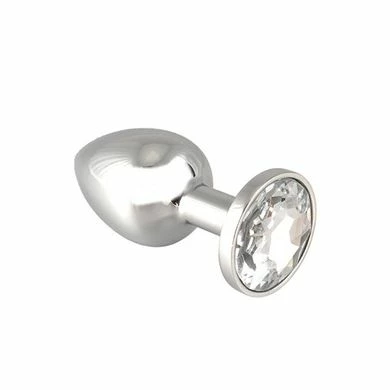 Edelstahl-Buttplug Mit Klarem Kristall (75g) 3 Edelstahl-Buttplug Mit Klarem Kristall (75g)