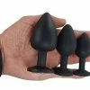 Deluxe Buttplug Silikon Schwarz Mit Weißem Kristall (3er Set)