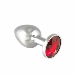Edelstahl-Buttplug Mit Rotem Kristall (75g)
