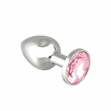 Edelstahl-Buttplug Mit Rosa Kristall (75g) 3 Edelstahl-Buttplug Mit Rosa Kristall (75g)